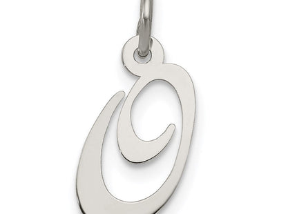 Sterling Silver Rhodium-plated Fancy Script Letter O Initial Charm (Style QC5086O)