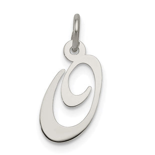 Sterling Silver Rhodium-plated Fancy Script Letter O Initial Charm (Style QC5086O)