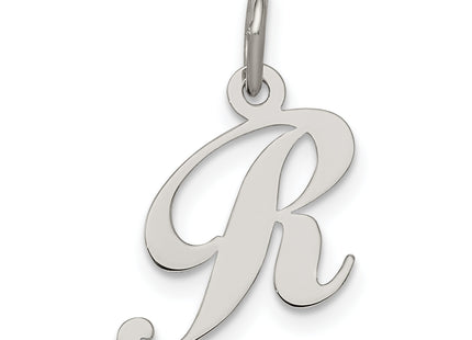 Sterling Silver Rhodium-plated Fancy Script Letter Initial Charm (Small)