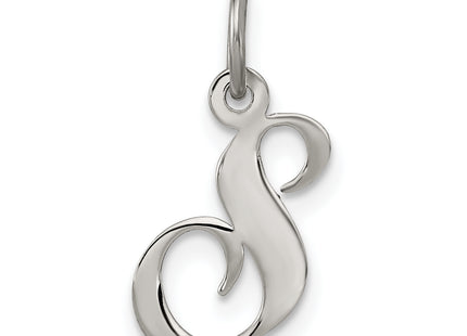 Sterling Silver Rhodium-plated Fancy Script Letter Initial Charm (Small)