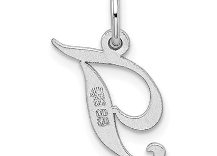 Sterling Silver Rhodium-plated Fancy Script Letter T Initial Charm (Style QC5086T)