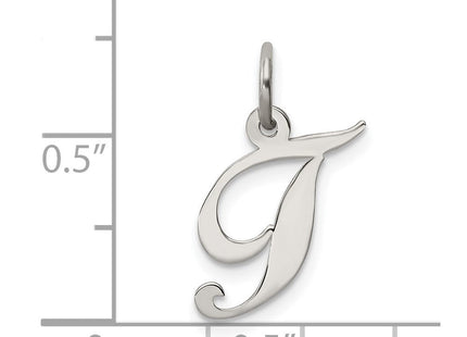 Sterling Silver Rhodium-plated Fancy Script Letter T Initial Charm (Style QC5086T)