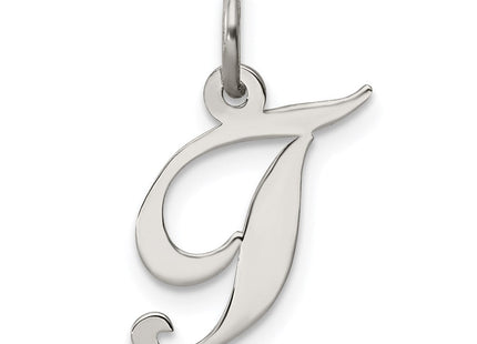 Sterling Silver Rhodium-plated Fancy Script Letter T Initial Charm (Style QC5086T)