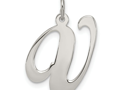 Sterling Silver Rhodium-plated Fancy Script Letter Initial Charm (Small)