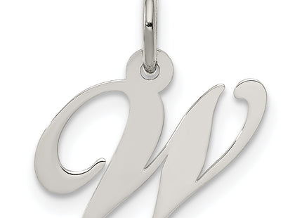 Sterling Silver Rhodium-plated Fancy Script Letter Initial Charm (Small)