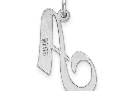 Sterling Silver Rhodium-plated Fancy Script Letter Initial Charm, 18 x 20mm