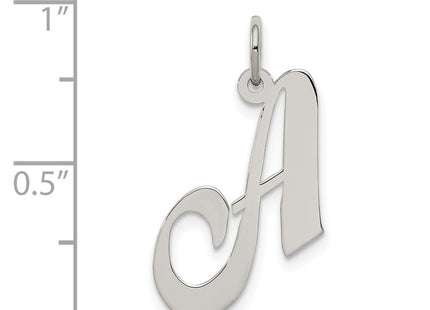 Sterling Silver Rhodium-plated Fancy Script Letter Initial Charm, 18 x 20mm