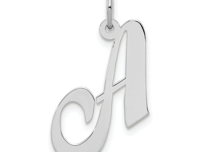 Sterling Silver Rhodium-plated Fancy Script Letter Initial Charm (Medium)