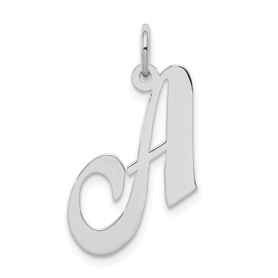 Sterling Silver Rhodium-plated Fancy Script Letter Initial Charm, 18 x 20mm