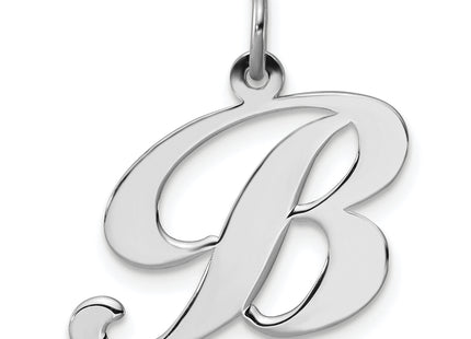 Sterling Silver Rhodium-plated Fancy Script Letter Initial Charm (Medium)