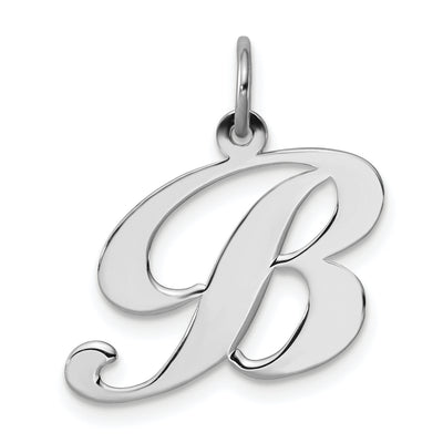 Sterling Silver Rhodium-plated Fancy Script Letter Initial Charm, 18 x 20mm