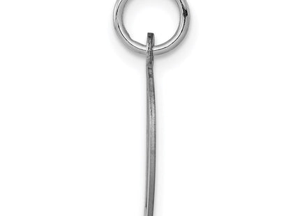 Sterling Silver Rhodium-plated Fancy Script Letter D Initial Charm (Style QC5088D)