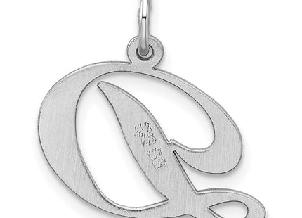 Sterling Silver Rhodium-plated Fancy Script Letter D Initial Charm (Style QC5088D)