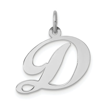 Sterling Silver Rhodium-plated Fancy Script Letter Initial Charm, 18 x 20mm