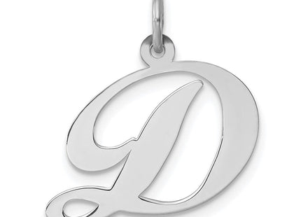 Sterling Silver Rhodium-plated Fancy Script Letter D Initial Charm (Style QC5088D)