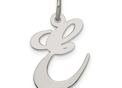 Sterling Silver Rhodium-plated Fancy Script Letter Initial Charm (Medium)