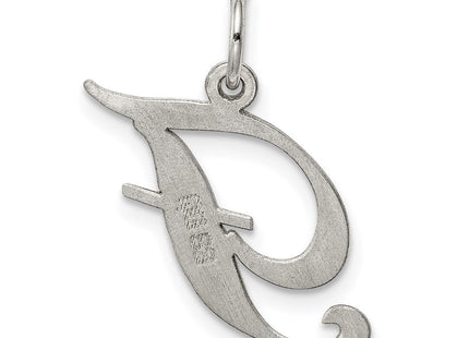 Sterling Silver Rhodium-plated Fancy Script Letter F Initial Charm (Style QC5088F)