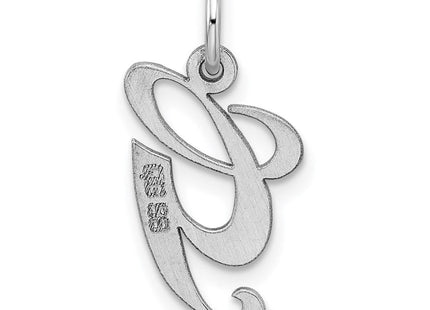 Sterling Silver Rhodium-plated Fancy Script Letter G Initial Charm (Style QC5088G)