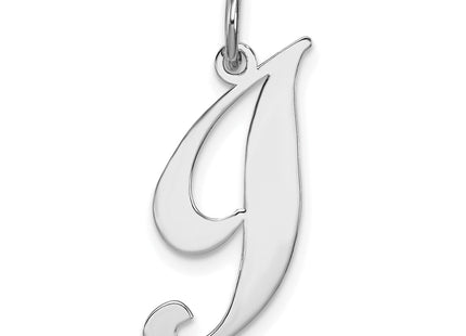 Sterling Silver Rhodium-plated Fancy Script Letter Initial Charm (Medium)