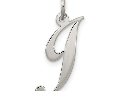 Sterling Silver Rhodium-plated Fancy Script Letter Initial Charm (Medium)