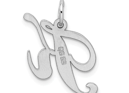 Sterling Silver Rhodium-plated Fancy Script Letter K Initial Charm (Style QC5088K)
