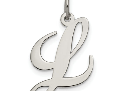 Sterling Silver Rhodium-plated Fancy Script Letter Initial Charm (Medium)
