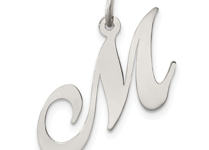 Sterling Silver Rhodium-plated Fancy Script Letter Initial Charm (Medium)