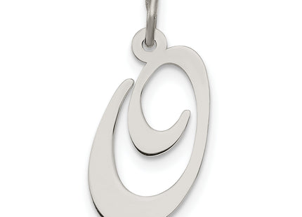 Sterling Silver Rhodium-plated Fancy Script Letter Initial Charm (Medium)