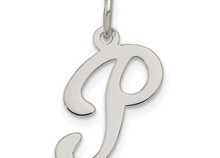 Sterling Silver Rhodium-plated Fancy Script Letter Initial Charm (Medium)
