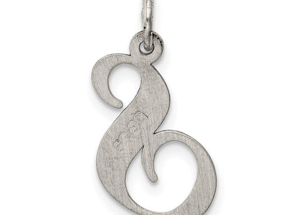 Sterling Silver Rhodium-plated Fancy Script Letter S Initial Charm (Style QC5088S)