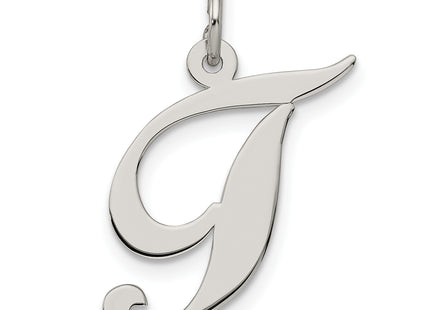 Sterling Silver Rhodium-plated Fancy Script Letter Initial Charm (Medium)
