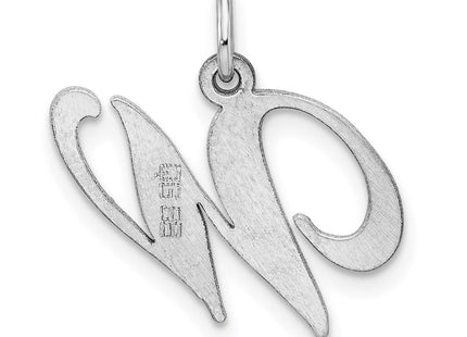 Sterling Silver Rhodium-plated Fancy Script Letter W Initial Charm (Style QC5088W)