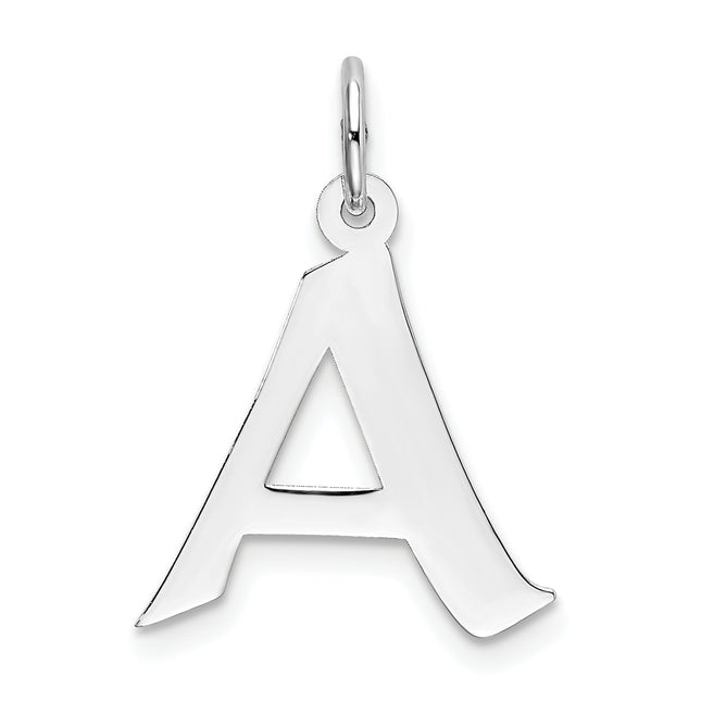 Sterling Silver Rhodium-plated Artisan Block Letter Initial Charm