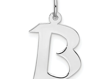 Sterling Silver Rhodium-plated Artisan Block Letter Initial Charm