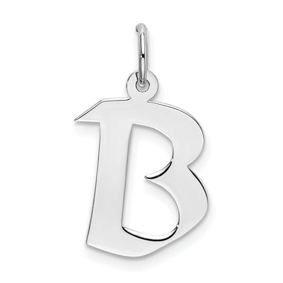 Sterling Silver Rhodium-plated Artisan Block Letter Initial Charm
