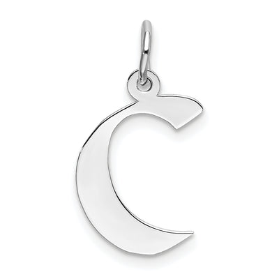 Sterling Silver Rhodium-plated Artisan Block Letter Initial Charm