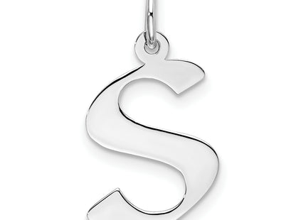Sterling Silver Rhodium-plated Artisan Block Letter Initial Charm