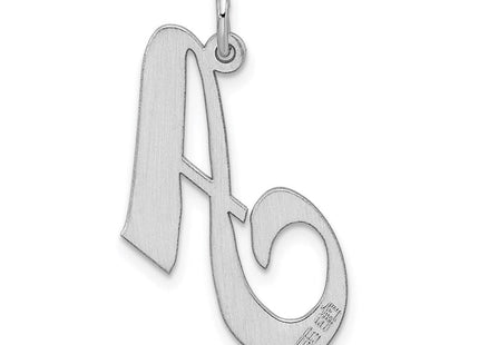 Sterling Silver Rhodium-plated Fancy Script Letter A Initial Charm (Style QC5090A)