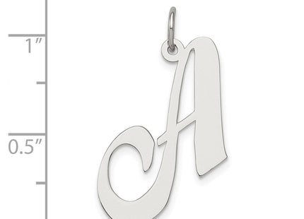 Sterling Silver Rhodium-plated Fancy Script Letter A Initial Charm (Style QC5090A)