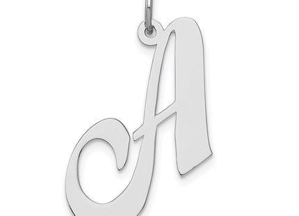 Sterling Silver Rhodium-plated Fancy Script Letter A Initial Charm (Style QC5090A)