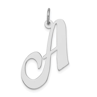 Sterling Silver Rhodium-plated Fancy Script Letter A Initial Charm (Style QC5090A)