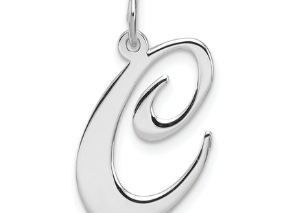 Sterling Silver Rhodium-plated Fancy Script Letter Initial Charm (Large)