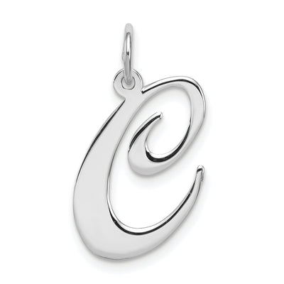 Sterling Silver Rhodium-plated Fancy Script Letter Initial Charm, 21 x 24mm
