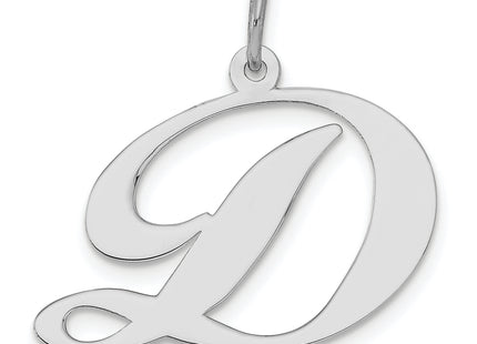 Sterling Silver Rhodium-plated Fancy Script Letter Initial Charm (Large)