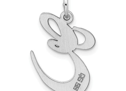 Sterling Silver Rhodium-plated Fancy Script Letter E Initial Charm (Style QC5090E)