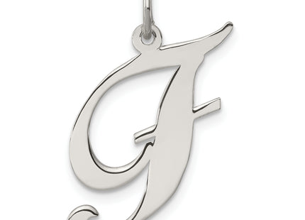 Sterling Silver Rhodium-plated Fancy Script Letter Initial Charm (Large)