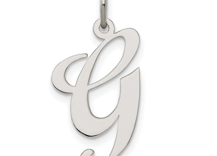 Sterling Silver Rhodium-plated Fancy Script Letter Initial Charm (Large)
