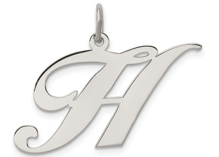 Sterling Silver Rhodium-plated Fancy Script Letter Initial Charm (Large)