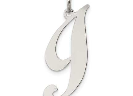 Sterling Silver Rhodium-plated Fancy Script Letter Initial Charm (Large)