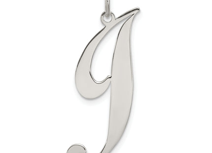 Sterling Silver Rhodium-plated Fancy Script Letter Initial Charm (Large)
